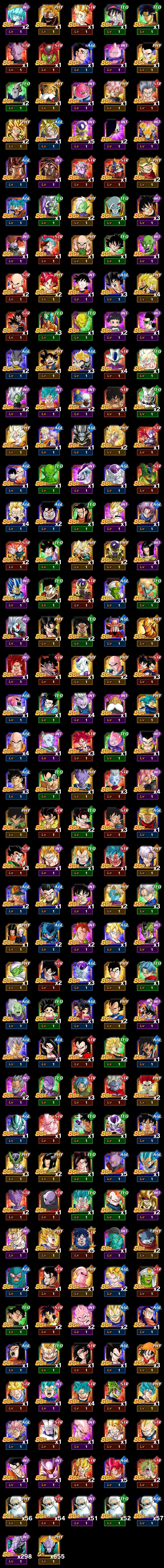 STR Super Saiyan Gohan (Teen),TEQ Broly,STR Cell Max,INT Majin Buu (Good),PHY Toppo