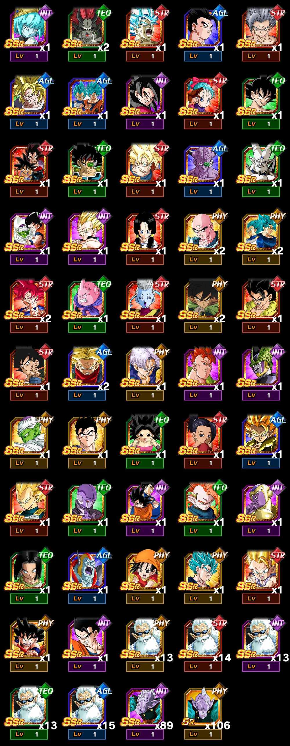 AGL Ultimate Gohan,STR Gohan (Beast),AGL Super Saiyan Broly,TEQ Goku,TEQ Bardock